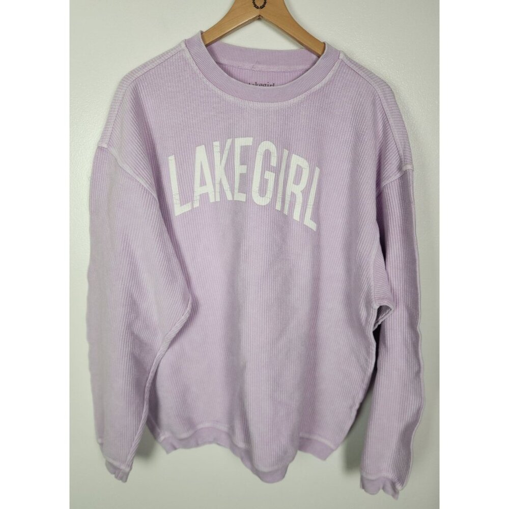 Lakegirl Women's Sz. L Purple Ribbed Oversized Sweatshirt